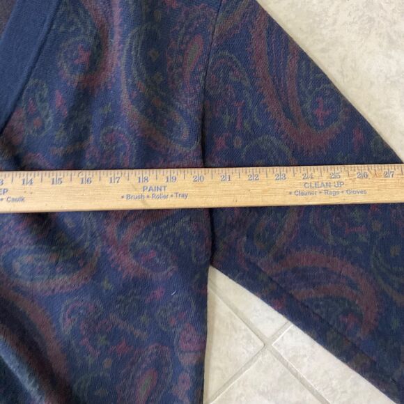 Vtg. Evan Picone wool blend Paisley Button up Cardigan Sweater Women’s  M Navy - Picture 7 of 9